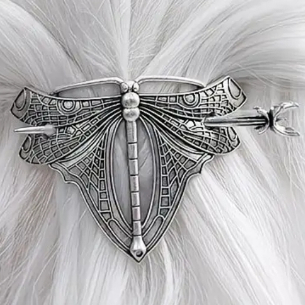 Silver Metal Dragonfly Hair Pin